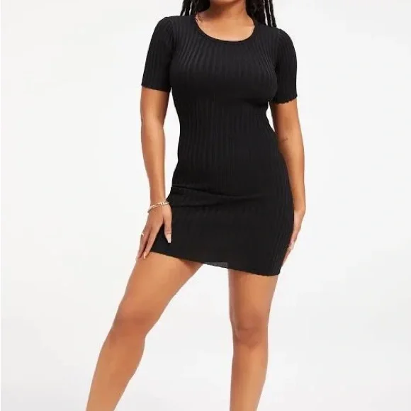 Good American Women's Ribbed Open Back Tee Dress - Picture 2 of 4